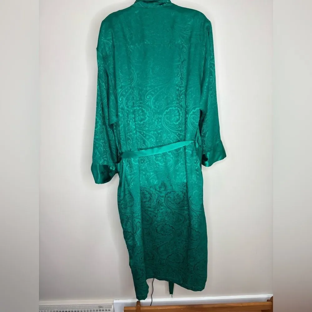 Victorias Secret Gold Label Emerald Green Long Sleeve Robe size Small vintage